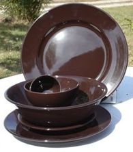 KIT FAIENCE ELENA CHOCOLAT 3/4 personnes