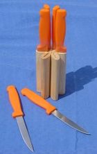 LOT DE 6 COUTEAUX A STEAK manche ORANGE