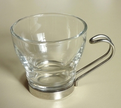TAZZA a caff&egrave; DEBORA in vetro con un'impugnatura in metallo, 11cl 