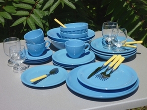 ASSIETTE CREUSE FAIENCE SEVENTIES  AZUR