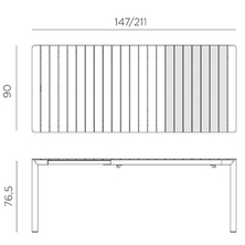 TABLE NARDI TEVERE ANTHRACITE 147-211x90cm
