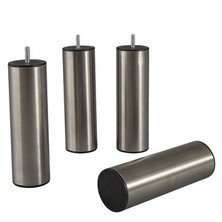 PIED INOX PATIN NOIR D60 H20cm FILETAGE 8mm pour SOMMIER TROPIC