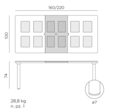 TABLE NARDI LIBECCIO TORTORA 160-220x100cm